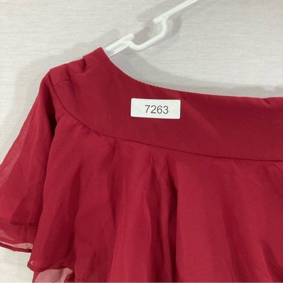 Azazie Burgundy Bridesmaid Midi Dress Size A12 - Picture 10 of 11